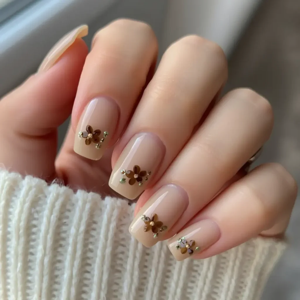 Floral accents nails