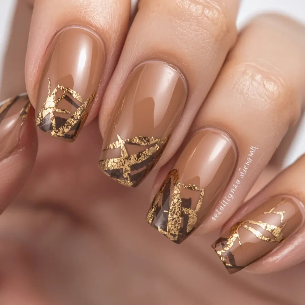 Cappucino gold nails