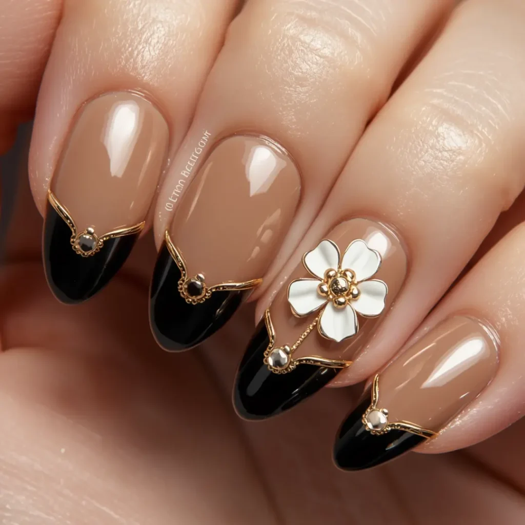 3D Cappuccino nails