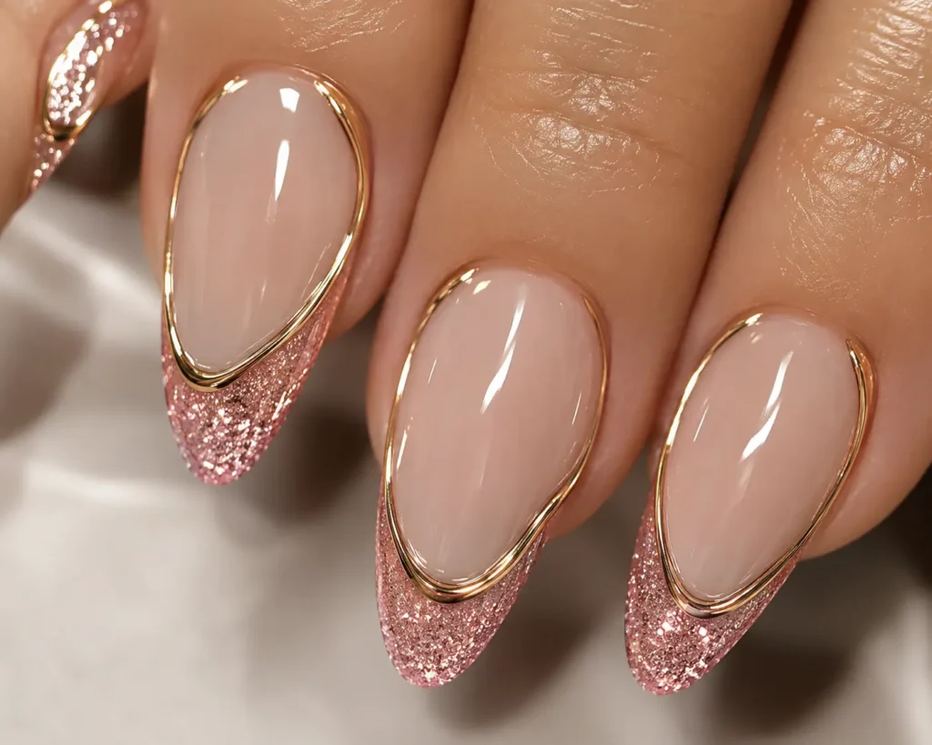 Gold Drip Outline nails