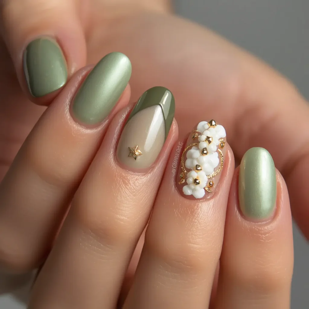 Light green nails