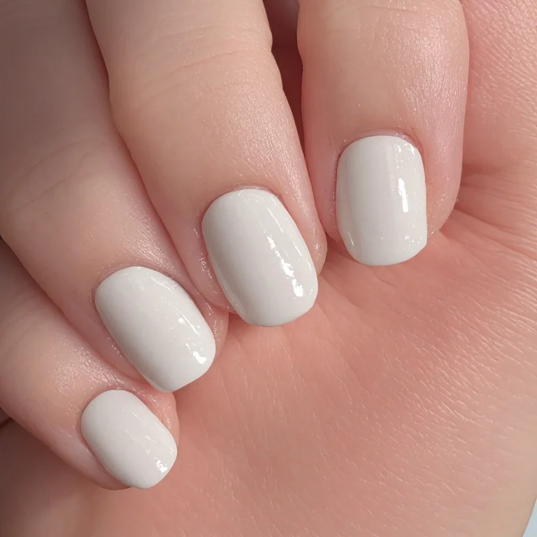 Short natural Cloud Dancer nails