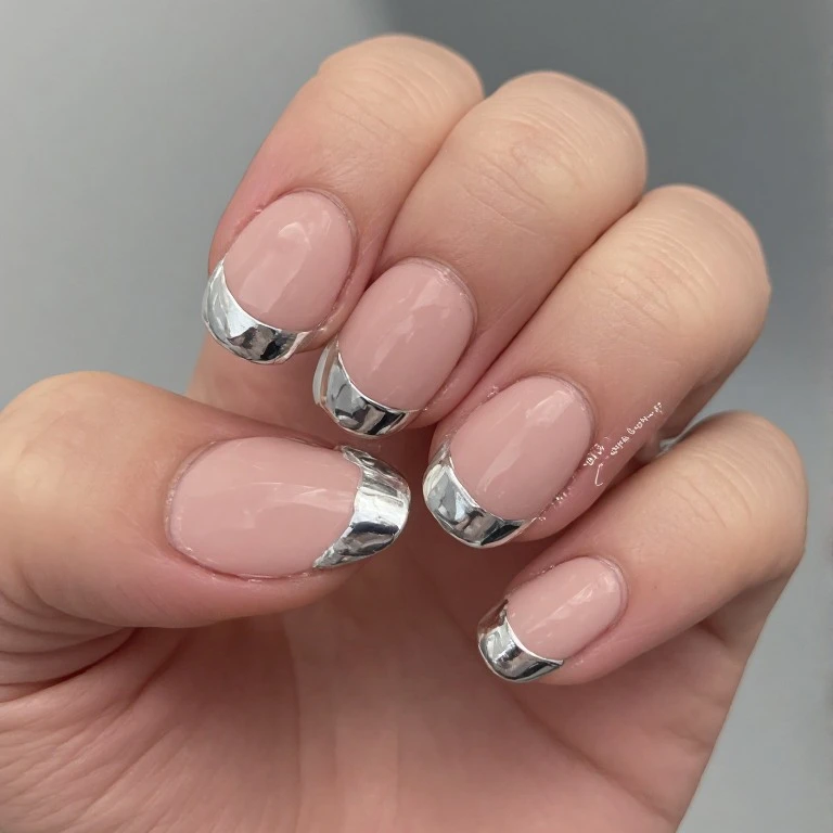 Chrome outline French manicure