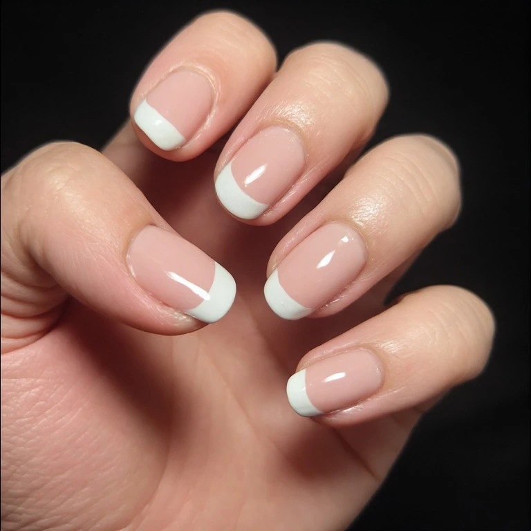 Close-up of thin micro French tip