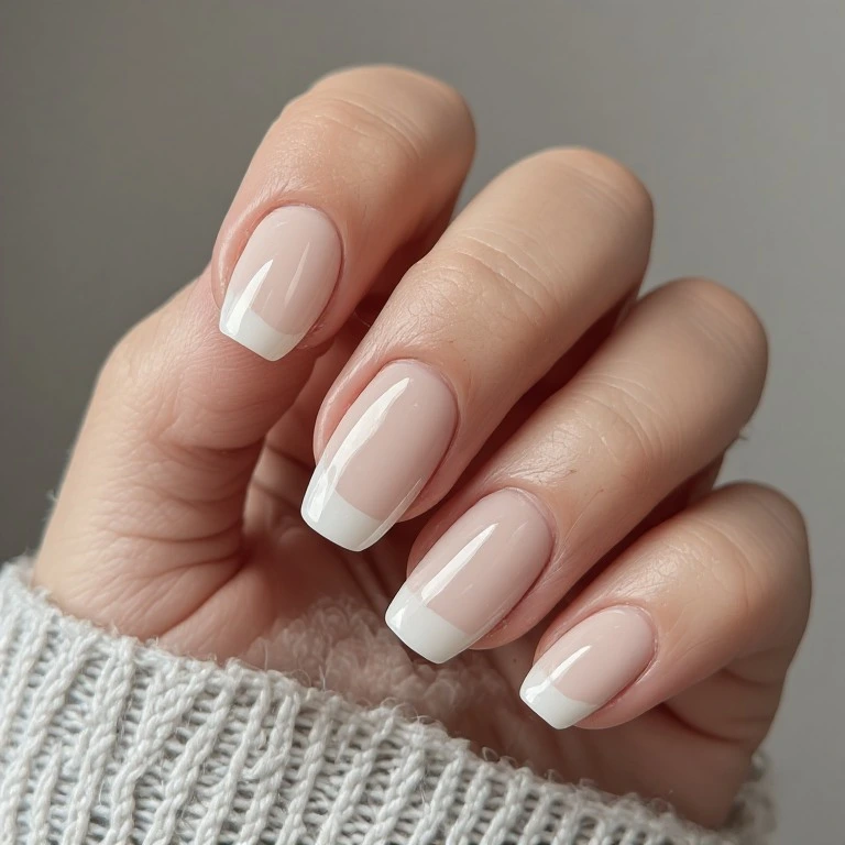 Cloud Dancer milky white micro French nails