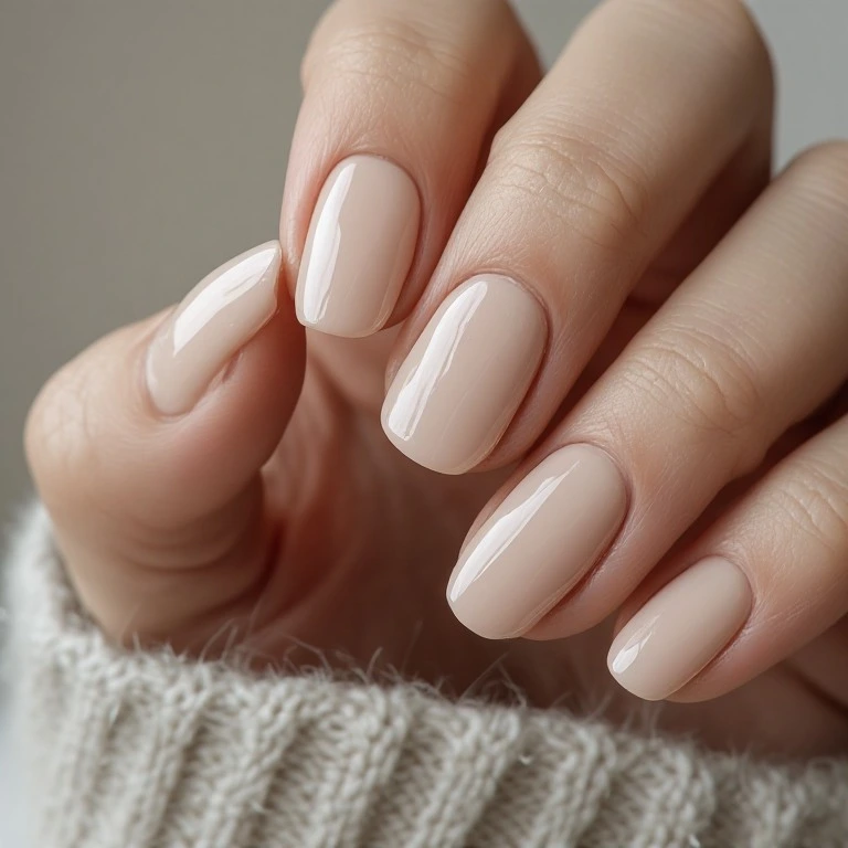 Elegant short nude manicure
