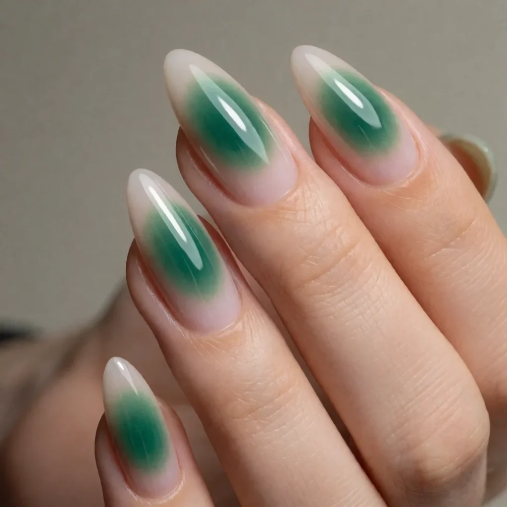 Emerald green aura nails
