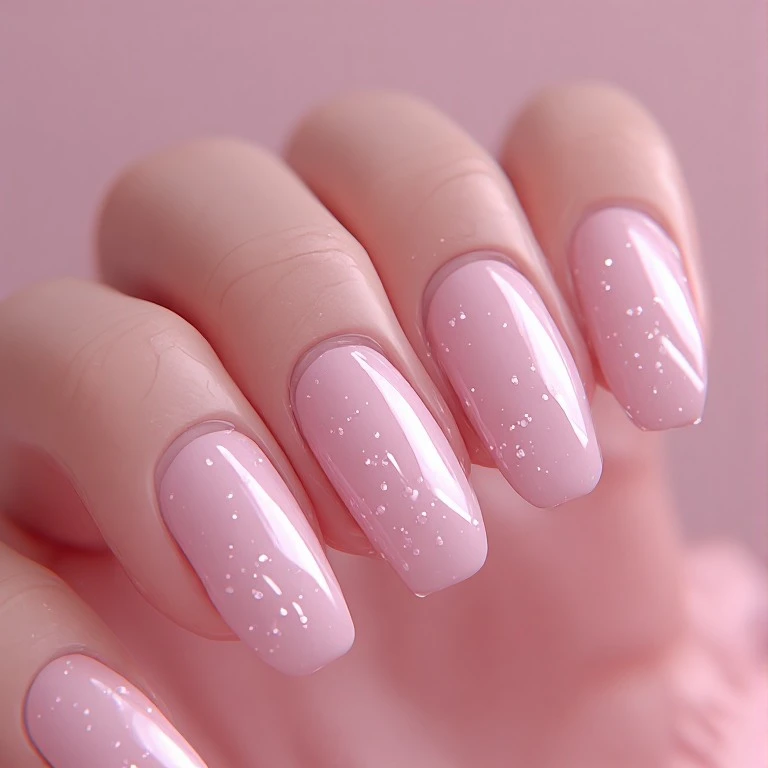 Milky pink soap nails