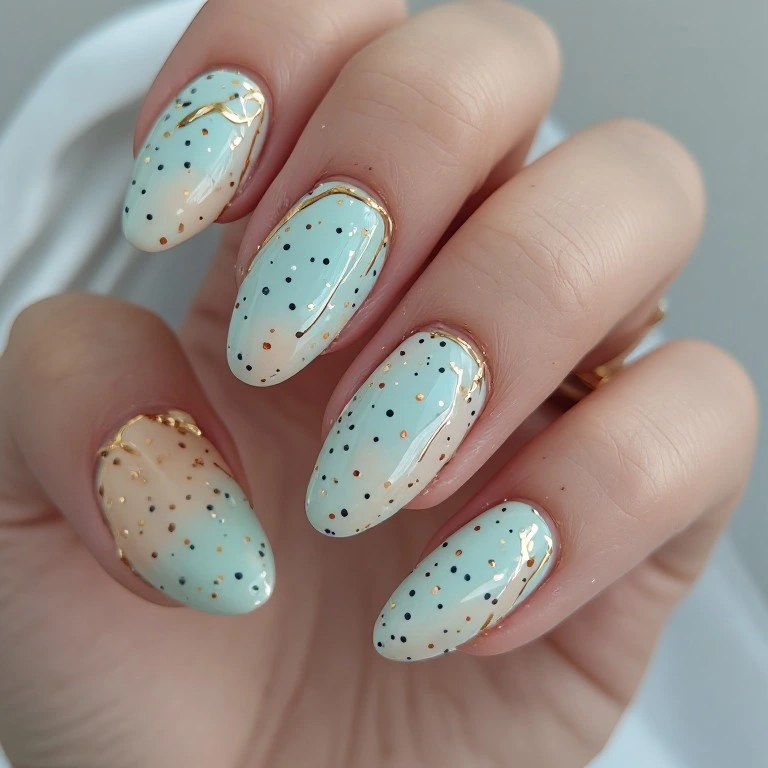 Minimal polka dot nail art