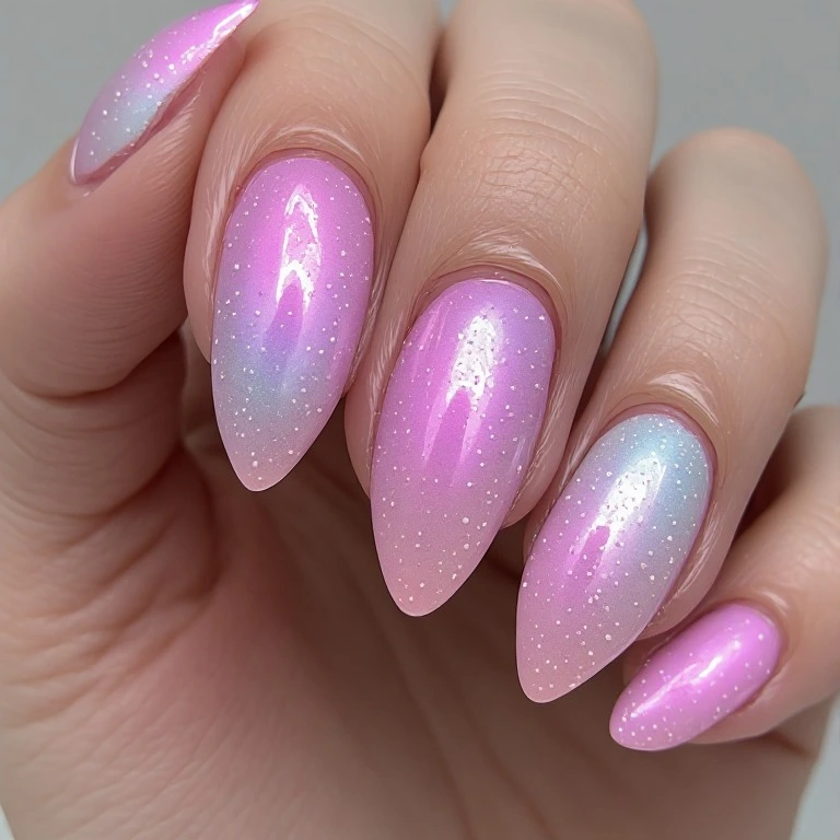 Pink aura nails with soft gradient