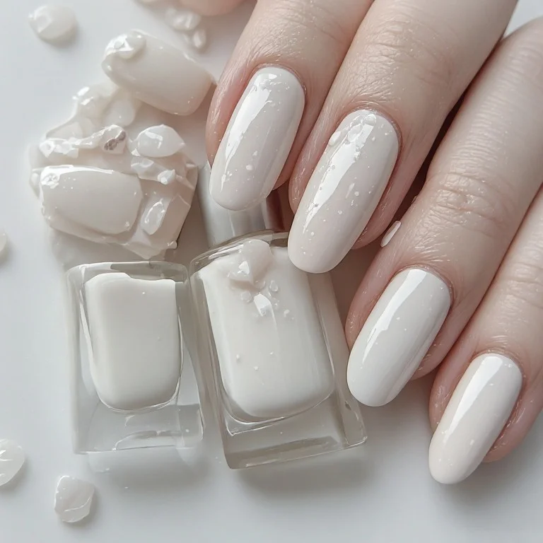 Soft white and milky nail polish shade swatches