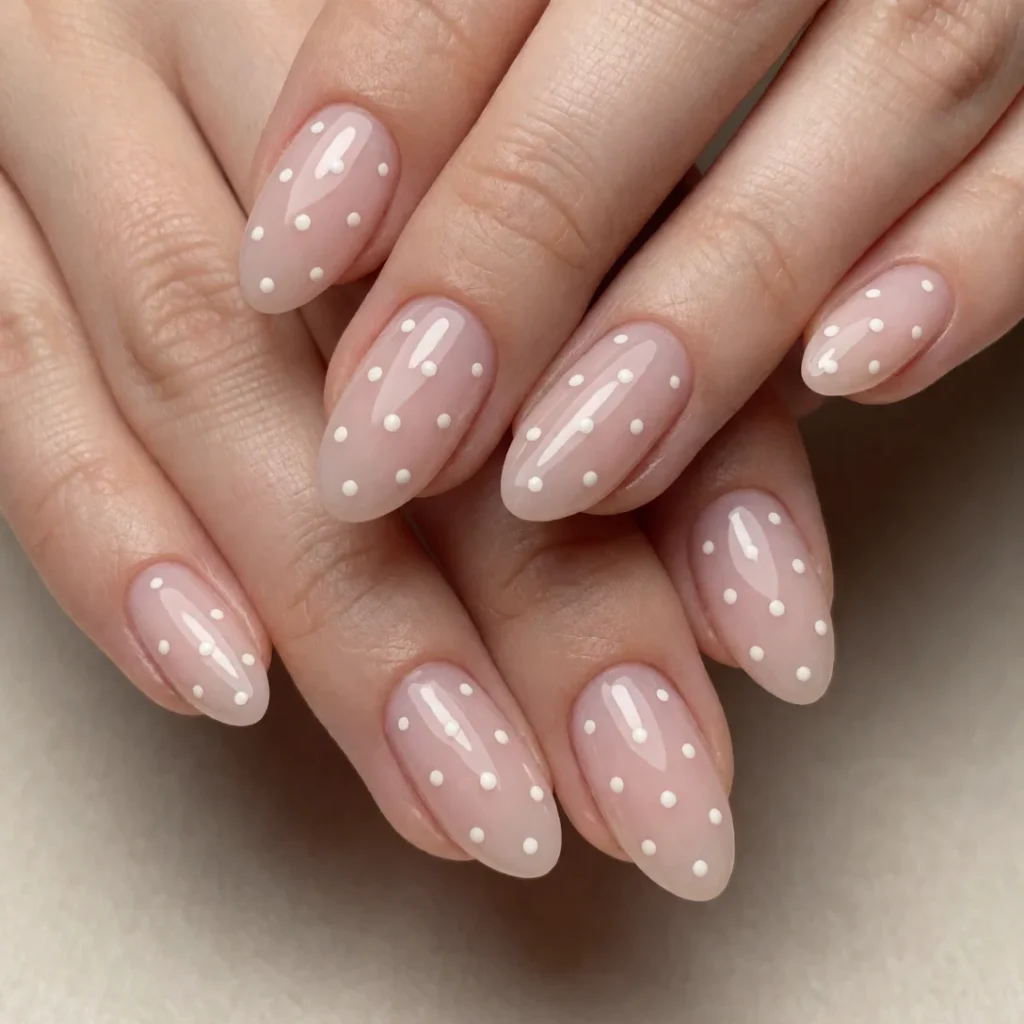 glazed polka dot manicure