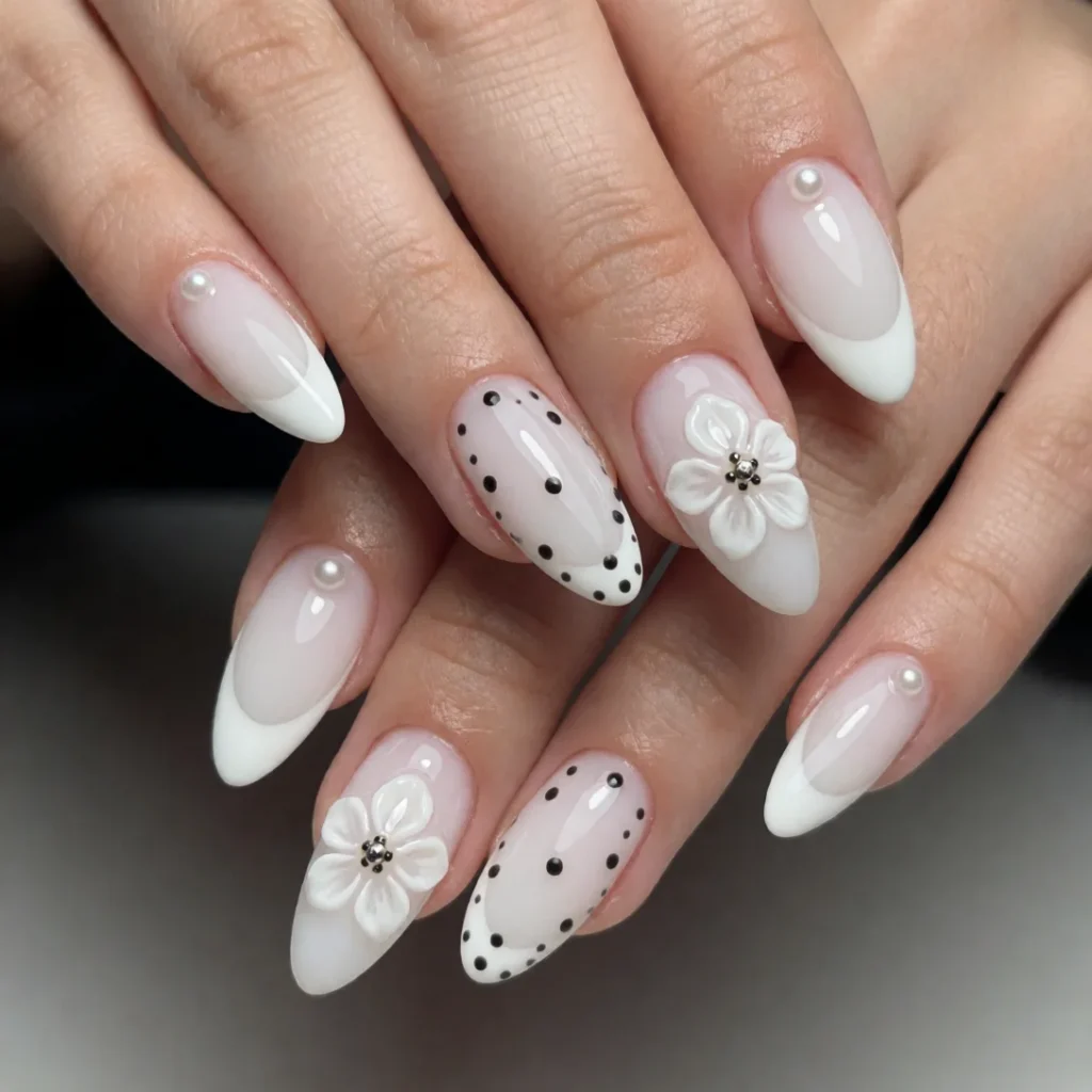 mix and match polka dot nails