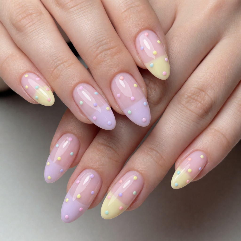 pastel jelly polka dot nails